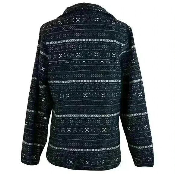 Jachs Cabin New York Fair Isle Black Fleece Pullover Size Medium - Picture 7 of 9